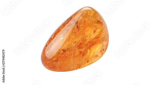 Obraz na płótnie Polished translucent amber gemstone stone isolated natural organic mineral eleme