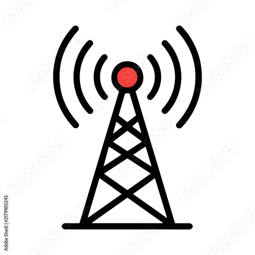 Cuadro en lienzo Cell Tower Broadcasting Radio Waves For Communication And Connectivity