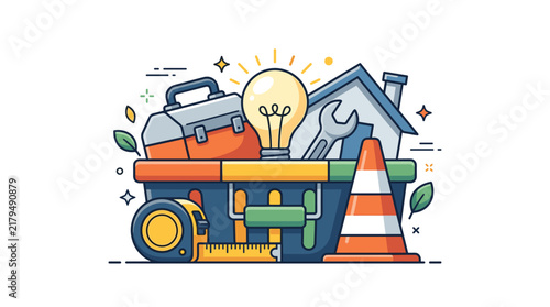 Home Renovation and Construction Tools Vector Illustration