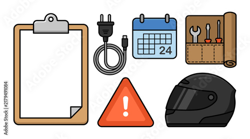 Set of Office and Industry Tools Icons Flat Design