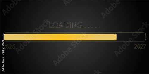 Illustration of a loading bar in gold with the message loading 2027 over dark background - new year concept - represents the new year 2027.