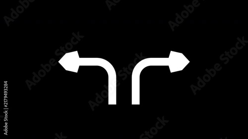 Split Path Decision Branching Arrows Motion Graphic For Strategic Planning Choices On Black Screen