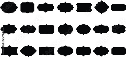 Картината върху платно A carefully organized collection of diverse black geometric shapes presented in