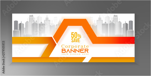 Corporate Banner Design Template With Modern City Skyline For Special Offer Promotion