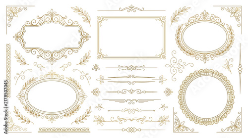 Ornate Decorative Frames and Flourishes Isolated on Transparent Background