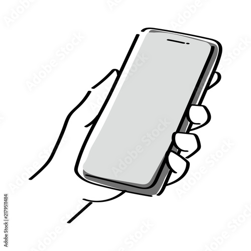 Plakat スマホを持つ手のシンプルなイラスト