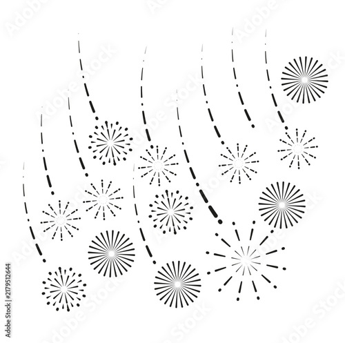 Fireworks Falling Down , Black and White Monochrome pyrotetechnic