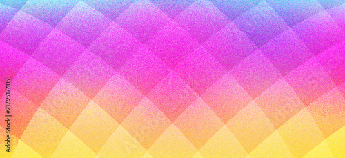 Abstract background with a diamond pattern in vibrant gradient colors of yellow, orange, pink, and purple with a grainy texture
