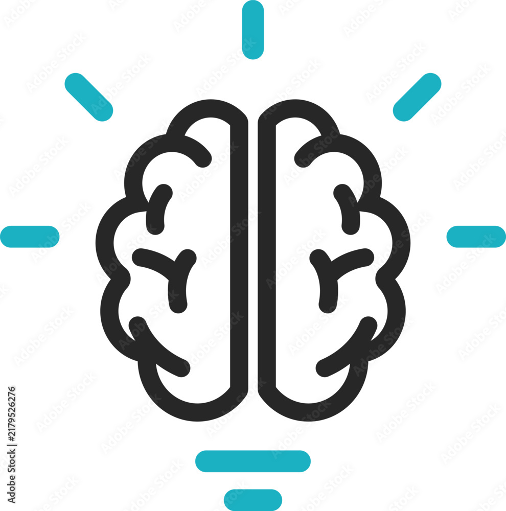 Fototapeta premium Glowing brain icon symbolizing smart thinking and artificial intelligence