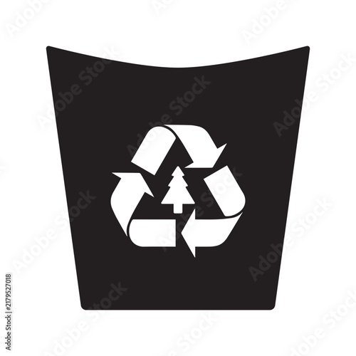 Recycle Bin Icon with Tree Symbol for Environmental Sustainability and Waste Management