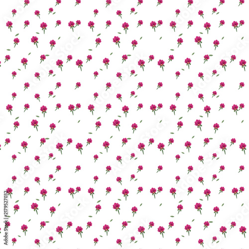 Pretty magenta winecup flower botanical seamless repeat pattern design