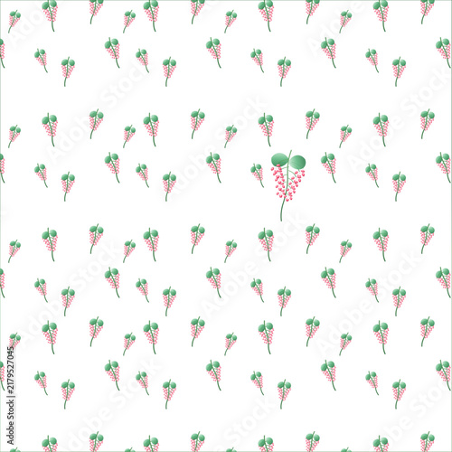 Charming pink flowering currant blossom botanical seamless repeat pattern design