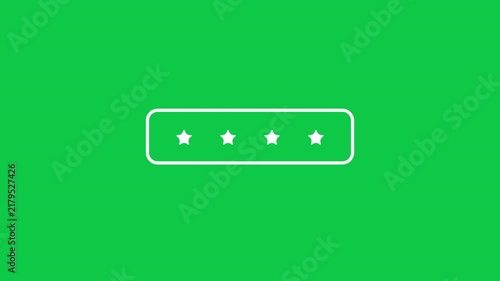 User Login Password Character Entry Display With Star Symbols On Green Screen Background