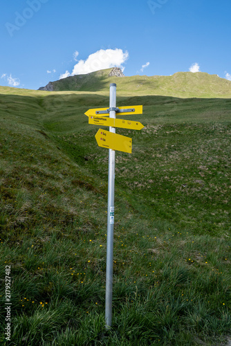 Wanderwegweiser am Greihübel in den Hohen Tauern