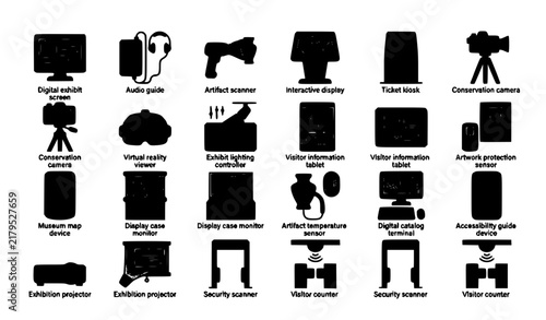 Museum Technology Visitor Tools Icon Set - 20 Vector Symbols