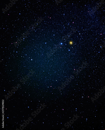 Night sky with shining stars and a galaxy in space.