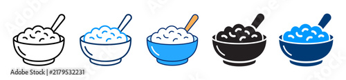 Baby food bowl icon representing infant feeding, healthy nutrition, weaning and mealtime. Vector illustration for childcare, parenting, and baby food concept.