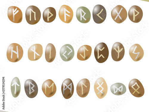 Elder Futhark Rune Stones Collection Scandinavian Norse Symbols for Divination and Magic