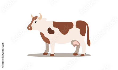 Illustrated Brown and White Spotted Cow Vector, Cute Dairy Farm Animal Mascot, Brown Spotted Cow Mascot Vector, Farm Livestock Illustration