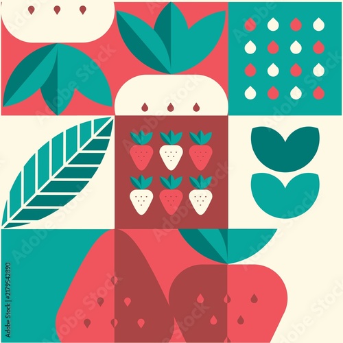 Abstract Strawberry Fruit Pattern Collage