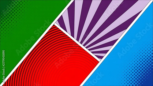 Comic book style background with colorful panels