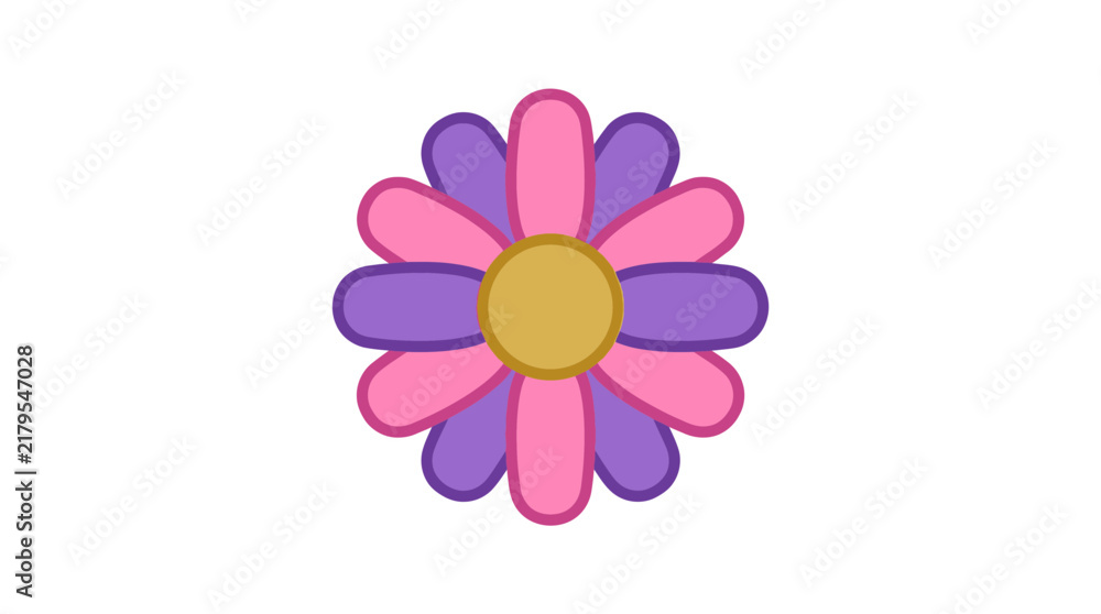 Fototapeta premium Simple pink and purple flower vector illustration on white background