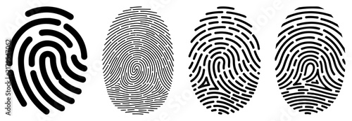 Foto Fingerprint set for biometric identification and security investigation forensic