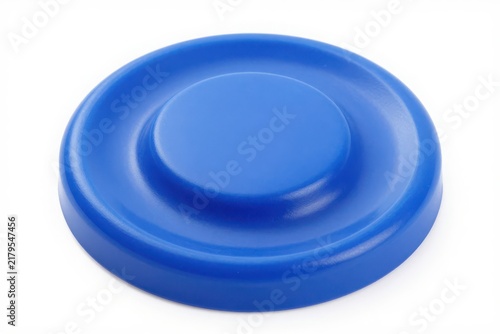 Circular blue plastic lid for sealing jars and storage containers.