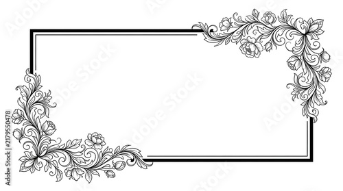 Elegant Vintage Floral Ornamental Frame with Victorian Botanical