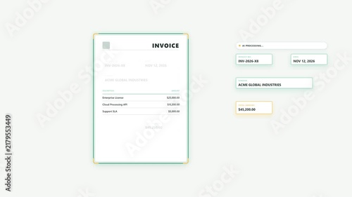 Automated OCR Machine Learning Interface Processing Corporate Invoices