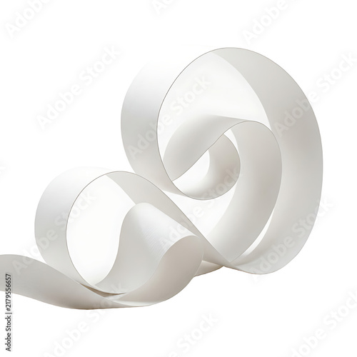 Abstract white paper spiral ribbon isolated on a clean white background for creative design projects