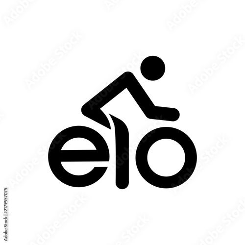фотографія Modern cycling logo featuring a dynamic cyclist icon integrated with bold geomet