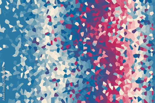 Quadro su tela Abstract mosaic pattern with blue, pink, and white geometric fragments and gradi