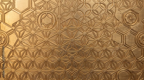 Golden Japanese Geometric Pattern Texture Background