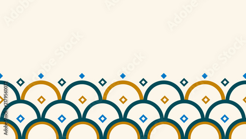 Fotografía Decorative border design with repeating semicircular arches and diamond accents, featuring a classic color palette for elegant framing and sophisticated print projects