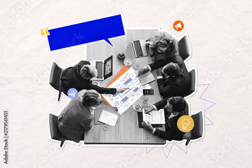 Foto Collaborative business meeting illustration on white