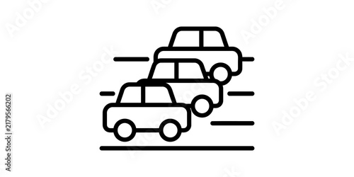 Obraz na plátne Traffic jam icon showing sequence of multiple cars driving on road