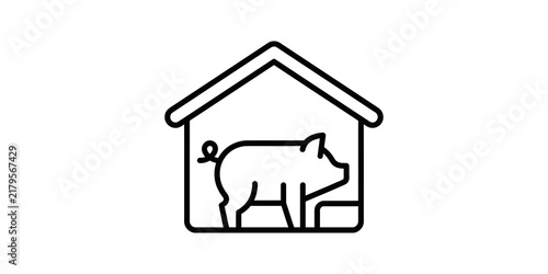 Konstfotografi Pig in barn flat icon farm animal shelter design for livestock marketing