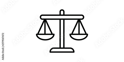 Obraz na plátně Scales of justice icon outline balance symbol for law and order concept