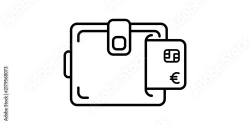 Obraz na plátně Leather wallet with credit card line icon representing payment methods
