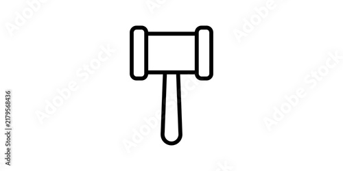 Quadro su tela Auction gavel judge hammer line icon for legal use on transparent web