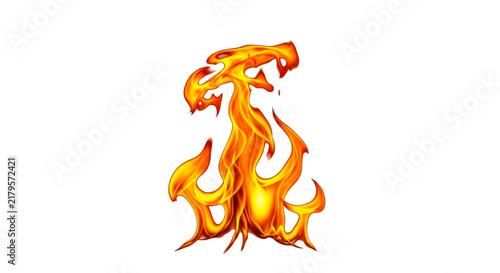 Stylized letter f formed by vibrant orange and yellow flames