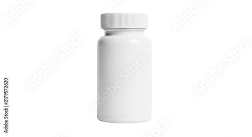 Obraz na plátně Blank white plastic pill bottle with screw cap on white background