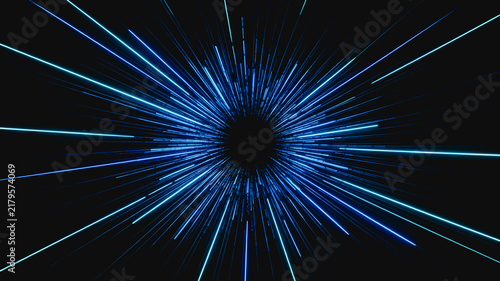 Dynamic Radial Light Rays Expanding from Dark Center
