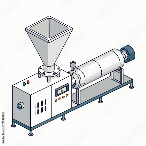 plastic pelletizing machine extruder industrial recycling equipment flat vector illustration