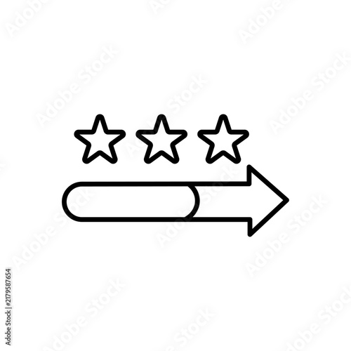 Three stars icon with a progress arrow symbol