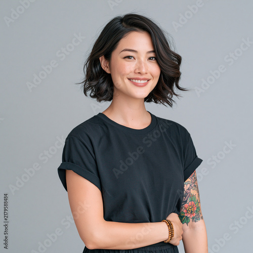 East Asian Female Tattoo Artist Three Quarter Profile Portrait