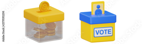 Political Campaign Fundraising Donation Box Voting Ballot Election Concept