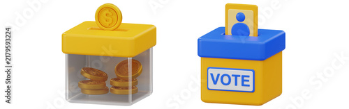 Political Campaign Fundraising Donation Box Voting Ballot Election Concept