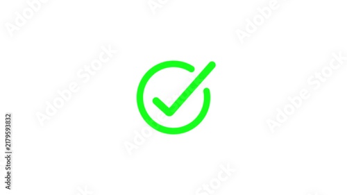 Green Check Mark Icon Animation on White Background